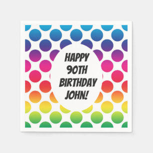 90ste verjaardag met kleurrijke cirkels servet