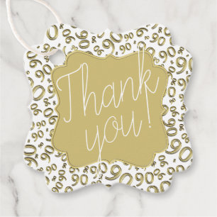 90ste Verjaardag Nummer 90 Patroon Goud en Wit Bedankjes Labels