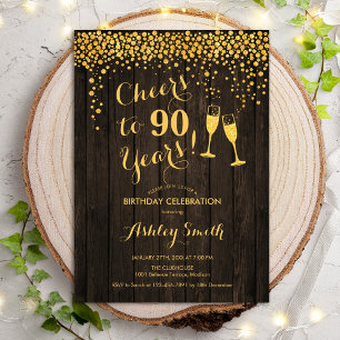 90ste verjaardag - Proost op 90 jaar goud hout Kaart