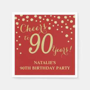 90ste verjaardag Red en Gold Diamond Napkins Servet