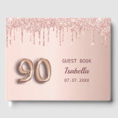 90ste verjaardag roos gouden roze druppels gastenboek (Voorkant)