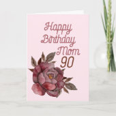 90ste Verjaardag Waterverf Red Rose Kaart (Voorkant)