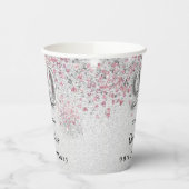 90ste verjaardag Zilveren roze glitter naam Papieren Bekers (Links)