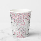 90ste verjaardag Zilveren roze glitter naam Papieren Bekers (Rechts)