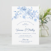 90ste verjaardagsfeestje Dusty Blue Floral Kaart (Staand voorkant)