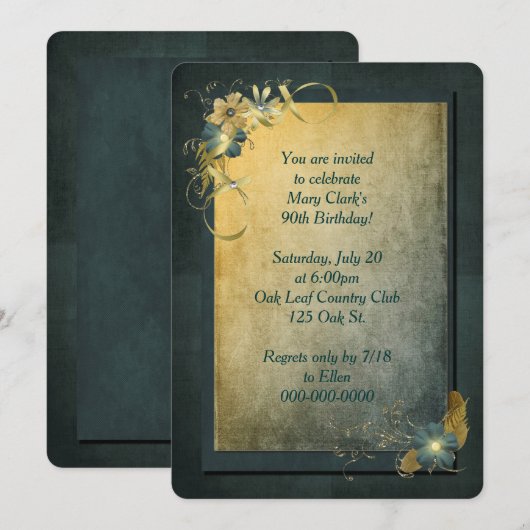  90ste verjaardagsuitnodiging kaart (Voorkant / Achterkant)