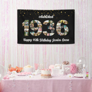 90ste verpartij Foto Collage Opgericht in 1936 Spandoek