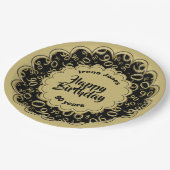 90ste zwart/goud willekeurig getallenpatroon papieren bordje (Gekanteld)