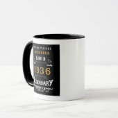 90th Birthday 1936 Legend Retro Black Personalized Mok (Voorkant links)