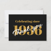 90th Birthday 1936 Retro Black And Gold Bedankkaart (Achterkant)