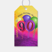 90th Birthday Balloon Confetti Party Cadeaulabel (Voorkant)