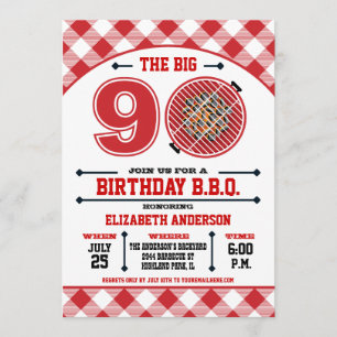 90th Birthday Barbecue Invitation Kaart
