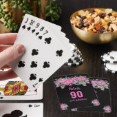 90th birthday black pink floral  pokerkaarten (Insitu)