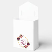 90th Birthday burgundy Gold geometrische bloemwit Bedankdoosjes (Geopend)
