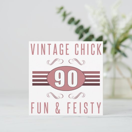90th Birthday Chick Kaart (Staand voorkant)