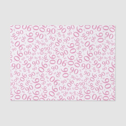 90th Birthday Cool Number Pattern Pink and White Tissuepapier (Voorkant)