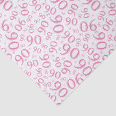 90th Birthday Cool Number Pattern Pink and White Tissuepapier (Detail)