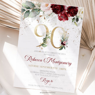 90th birthday Elegant Milestone invitation
