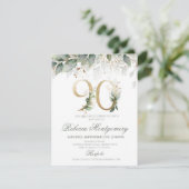 90th birthday Elegant Milestone invitation RSVP Kaartje (Staand voorkant)