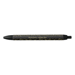 90th Birthday Favor Gift - Black and Gold Zwarte Inkt Pen