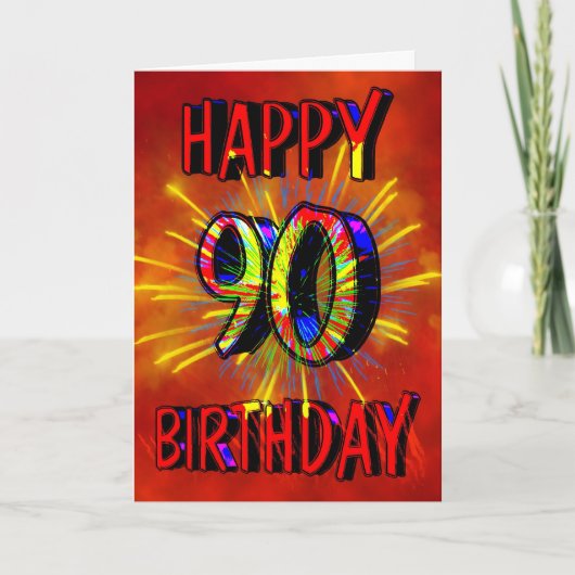 90th Birthday Fireworks Kaart (Voorkant)