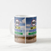 90th Birthday Funny Road Trip borden Voeg Jouw naa Koffiemok (Voorkant links)