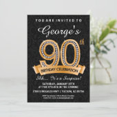90th Birthday Invitation Diamond Milestone Invite Kaart (Staand voorkant)