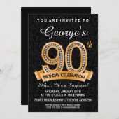 90th Birthday Invitation Diamond Milestone Invite Kaart (Voorkant / Achterkant)