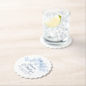 90th Birthday Party Blue Rose Floral Custom Kartonnen Onderzetters (Insitu)