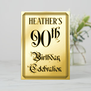 90th Birthday Party — Elegant Script + aangepaste  Folie Uitnodiging