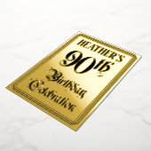 90th Birthday Party — Elegant Script + aangepaste Folie Uitnodiging (Gedraaid)