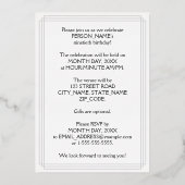 90th Birthday Party — Elegant Script + aangepaste Folie Uitnodiging (Achterkant)