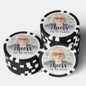 90th Birthday Party Photo Black Script Cheers Poker Chips (Opstapeling)