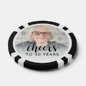 90th Birthday Party Photo Black Script Cheers Poker Chips (Enkel)