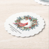 90th Birthday Party Red Cardinal Wreath Custom Kartonnen Onderzetters (Gekanteld)