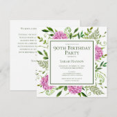 90th Birthday Pink Hydrangeas Card Request  Kaart (Voorkant / Achterkant)