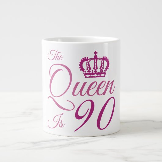 90th Birthday Queen Extra Grote Beker (Voorkant)