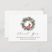 90th Birthday Red Cardinal Wreath Custom Flat Bedankkaart (Voorkant / Achterkant)