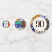 90th Birthday Retro Licence Borden Confetti (Voorkanten)