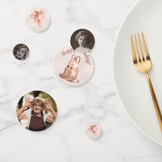 90th Birthday Roos Gold Cake Photo Confetti (Groep)