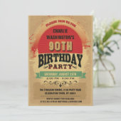 90th Birthday  Typography Grunge Kaart (Staand voorkant)