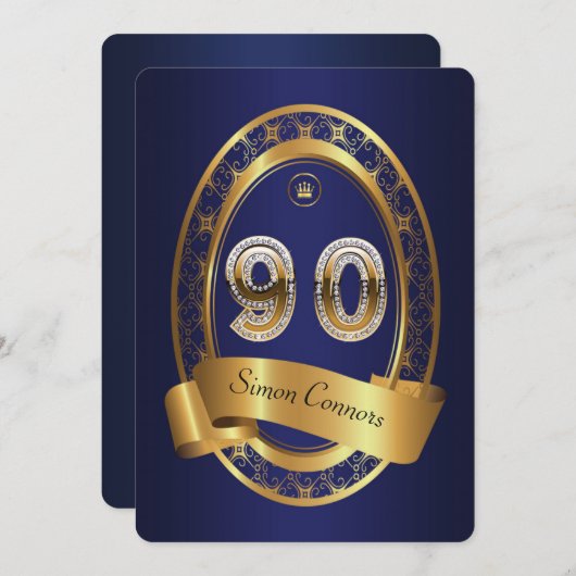 90th, man verjaardagsfeestvrouw, elegante kleur kaart (Voorkant / Achterkant)