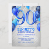 90th Mens Blue Anniversaire Invitation (Devant)