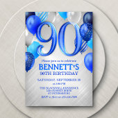 90th Mens Blue Anniversaire Invitation