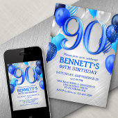90th Mens Blue Anniversaire Invitation
