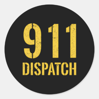 911 Ambulance Dispatcher gele lijn VS vlag Ronde Sticker