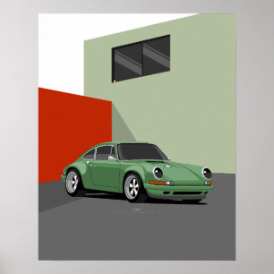 911 Classic Car Poster – groene sportwagen