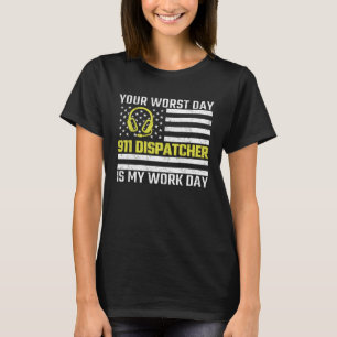 911 Dispatcher Amerikaanse vlag dunne gouden lijn T-shirt