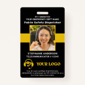 911 Dispatcher ID Aangepaste foto Dunne gouden lij Badge (Voorkant)