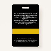911 Dispatcher ID Aangepaste foto Dunne gouden lij Badge (Achterkant)